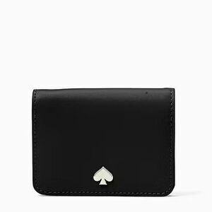 Kate Spade Nadine Slim Card Holder Black Smooth Leather Small Bi-fold Wallet